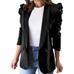 Schwarze Maritime Mini College-Jacken mit Puffärmeln aus Chiffon für Damen Größe XXL für den für den Herbst 