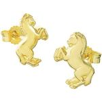 Goldene Pferde Ohrringe mit Pferdemotiv aus Gelbgold für Kinder 