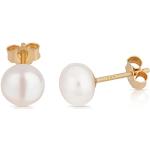 Goldene NKlaus Perlenohrstecker aus Gold 14 Karat mit Echte Perle für Damen 