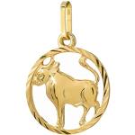 Goldene NKlaus Runde Stier-Anhänger mit Sternzeichen-Motiv aus Gold 14 Karat für Damen 