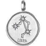 Weiße NKlaus Waage-Anhänger mit Sternzeichen-Motiv aus Silber mit Zirkonia für Herren 