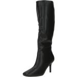Schwarze Pfennigabsatz High-Heel Stiefel mit Reißverschluss aus Textil für Damen Größe 36 mit Absatzhöhe 5cm bis 7cm 