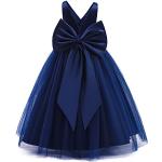 Marineblaue Elegante V-Ausschnitt Kinderfestkleider aus Polycotton Handwäsche für Mädchen 