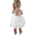Reduzierte Weiße Bestickte Kinderkleider mit Ärmeln aus Tüll Handwäsche für Mädchen für den für den Sommer 