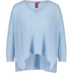 Reduzierte Blaue Oversize V-Ausschnitt Kaschmir-Pullover aus Wolle für Damen Größe S für den für den Winter 