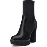 Schwarze Sexy High Heels & Stiletto-Pumps aus Satin rutschfest für Damen Größe 45 