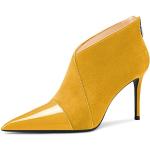 Gelbe Sexy Spitze High Heel Stiefeletten & High Heel Boots mit Reißverschluss rutschfest für Damen Größe 43 