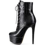 Schwarze High Heel Stiefeletten & High Heel Boots mit Reißverschluss in Normalweite rutschfest für Damen Größe 44 