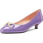 Violette Lack-Optik Sexy Runde High Heels & Stiletto-Pumps ohne Verschluss aus Lackleder rutschfest für Damen Größe 41 
