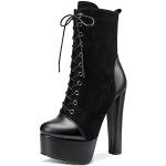 Schwarze High Heel Stiefeletten & High Heel Boots mit Reißverschluss in Normalweite aus Veloursleder rutschfest für Damen Größe 45 