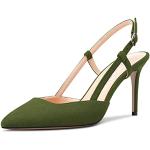 Dunkelgrüne Sexy High Heels & Stiletto-Pumps aus Veloursleder rutschfest für Damen Größe 38 