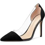 Schwarze Sexy Spitze High Heels & Stiletto-Pumps durchsichtig in Normalweite aus Veloursleder rutschfest für Damen Größe 44,5 mit Absatzhöhe über 9cm 