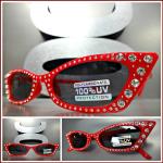 Rote Retro Sonnenbrillen aus Kunststoff für Damen 
