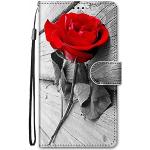 Reduzierte Rosa Blumenmuster Xiaomi Poco C65 Hüllen Art: Flip Cases mit Löwen-Motiv mit Muster aus Leder mit Band für Damen 