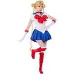 Blaue Sailor Moon Cosplay-Kostüme aus Seide Größe 3 XL 