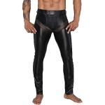 Noir Handmade Men Collection Herren Wetlook-Longpants schwarz mit Einsätzen und Taschen aus Netzmaterial Lange Männer Gogo und fetisch Hose XL