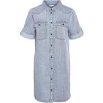 Hellblaue Kurzärmelige Noisy May Mini Freizeitkleider mit Knopf aus Denim für Damen Größe XS 