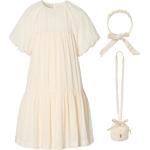 Weiße Elegante Kinderfestkleider mit Knopf aus Baumwolle Größe 110 