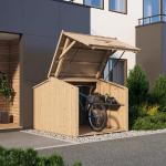 Beige Nordic Holzhaus Fahrradboxen Für 3 Fahrräder aus Fichte 
