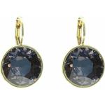 Nickelfreie Schwarze Runde Diamant Ohrringe vergoldet aus Kristall für Damen 