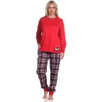 Rote Normann Pyjamas lang mit Bärenmotiv aus Jersey maschinenwaschbar für Damen Größe XL 