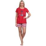 Rote Gestreifte Maritime Normann Pyjamas kurz aus Baumwolle maschinenwaschbar für Damen Größe L 