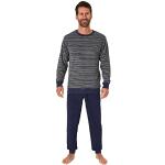 Gestreifte Normann Pyjamas lang aus Frottee maschinenwaschbar für Herren Größe XL für den für den Winter 