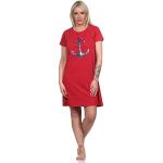 Rote Maritime Kurzärmelige Normann Damennachthemden aus Jersey maschinenwaschbar Größe M 