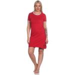 Rote Maritime Kurzärmelige Normann Damennachthemden aus Baumwolle 