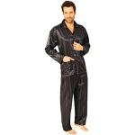 Normann Satin Pyjama lang, durchgeknöpft, Schattenstreifen, 251 101 94 010, Größe2:52, Farbe:anthrazit