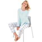 Mintgrüne Karo Normann Damenschlafanzüge & Damenpyjamas aus Baumwolle Größe XXL 