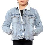 Hellblaue Gefütterte Kinderjeansjacken aus Baumwolle für Mädchen für den für den Winter 