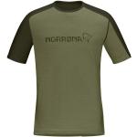 Olivgrüne Norrona falketind T-Shirts aus Merino-Wolle für Herren Größe S 
