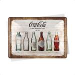 Nostalgic-Art Retro Blechpostkarte, 10 x 14 cm, Coca-Cola Bottle Timeline – Geschenk-Idee für Coke-Fans, Postkarte aus Metall, Mini-Blechschild als Grußkarte