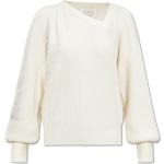 Reduzierte Beige Notes du Nord V-Ausschnitt Asymmetrische Pullover mit Puffärmeln aus Wolle für Damen Größe S 
