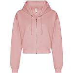 noTrash2003 Damen Hooded Full-Zip Sweatjacke Sweatshirt Hoodie mit Reissverschluss Cropped Abgeschnitten Bolero Style XXS-XL in 5 Farben (S, Pink (Dusky Pink))