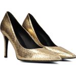 Reduzierte Goldene Notre-V Damenpumps aus Leder Größe 43 mit Absatzhöhe über 9cm 