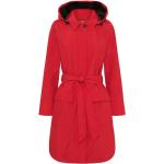 Rote Maxi Trenchcoats lang mit Reißverschluss mit Kapuze für Damen Größe XL für den für den Frühling 