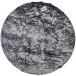 Silbergraue Unifarbene Novel Runde Fellteppiche 160 cm aus Textil 