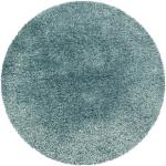 Hellblaue Unifarbene Novel Runde Runde Hochflorteppiche 120 cm aus Textil schmutzabweisend 