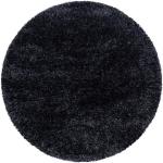 Schwarze Unifarbene Novel Runde Runde Hochflorteppiche 200 cm aus Textil schmutzabweisend 