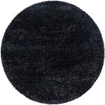 Schwarze Unifarbene Novel Runde Runde Hochflorteppiche 200 cm aus Textil schmutzabweisend 