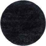 Schwarze Unifarbene Novel Runde Runde Hochflorteppiche 120 cm aus Textil schmutzabweisend 