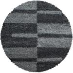 Graue Karo Minimalistische Novel Runde Hochflorteppiche 160 cm aus Textil 