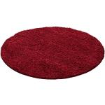 Rote Unifarbene Novel Runde Runde Hochflorteppiche aus Textil schmutzabweisend 