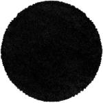 Schwarze Unifarbene Moderne Novel Runde Runde Hochflorteppiche 200 cm aus Textil schmutzabweisend 