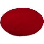 Rote Unifarbene Novel Runde Hochflorteppiche 120 cm aus Polyester 