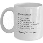 Acen Merchandise 6 règles du succès Arnold Schwarzenegger Mug avec coffret cadeau Inscription SK140, MUG331, Weiß