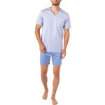 Reduzierte Blaue Pyjamas kurz aus Jersey für Herren Übergrößen 