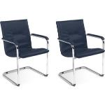 Blaue Konferenzstühle & Besucherstühle aus Leder stapelbar Breite 0-50cm, Höhe 50-100cm, Tiefe 0-50cm 2-teilig 